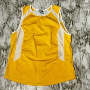 Nike Sphere Dry Yellow and White Top Sunny Workout Gear Tank Top Bright Sunny